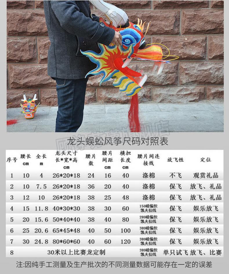 潍坊风筝高档潍坊龙头蜈蚣风筝大型成人传统手工立体龙风筝单只试飞