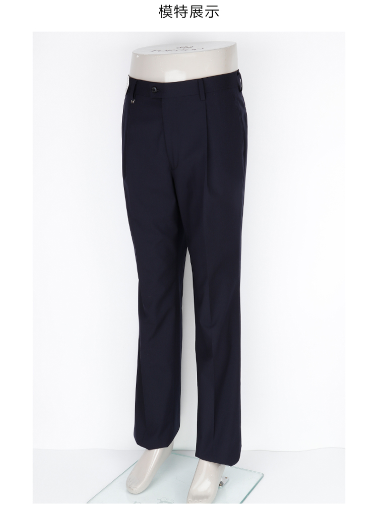 毛料男裤宽松商务正装西裤西裤春夏季中老年宽松高腰单褶商务莱赛尔料