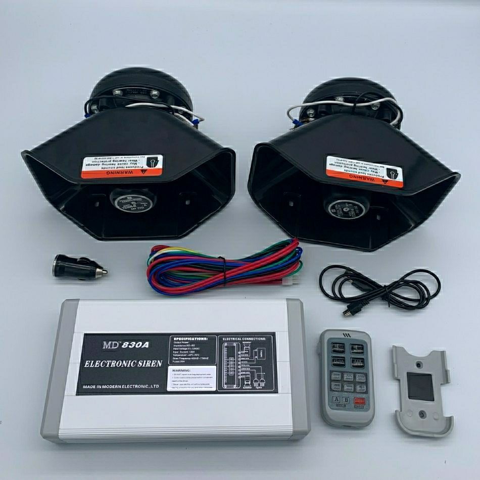 汽车警报器车载警笛喇叭无线喊话器12v24v200w600w开道高音喇叭300瓦1