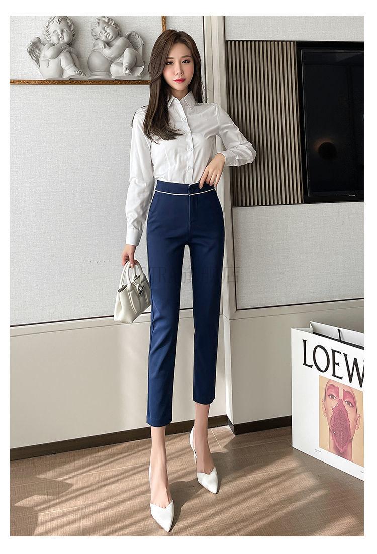 tjra 小个子女生紧身西裤夏季薄款矮个显高休闲裤裤子女修身显瘦黑色