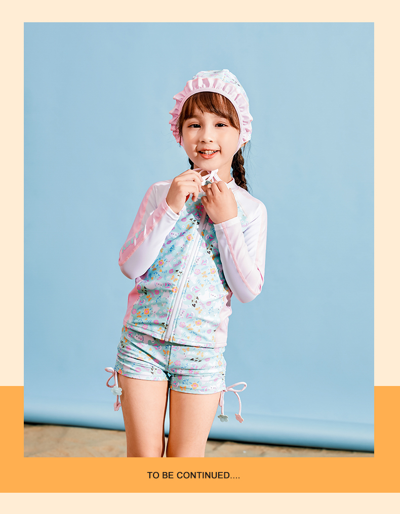 kappa儿童泳衣连体女孩可爱公主游泳衣女童温泉泳衣粉绿色6码建议身高