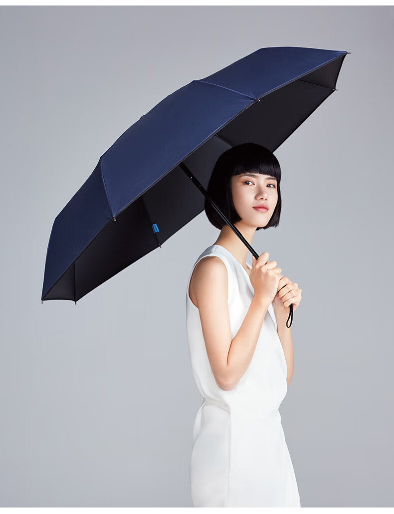 安晴防晒两用伞oneplus加大版遮阳小黑伞折叠晴雨女麦芽白