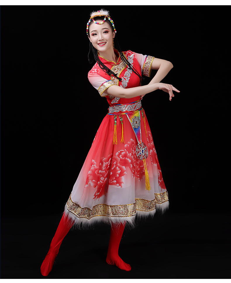 bianyemu蒙古服装女新款草原袍成人演出服少数民族内蒙古舞蹈服长裙