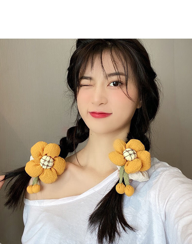 若姿莱立体太阳花朵大肠发圈半丸子头扎头发发圈女头绳女生皮筋发绳