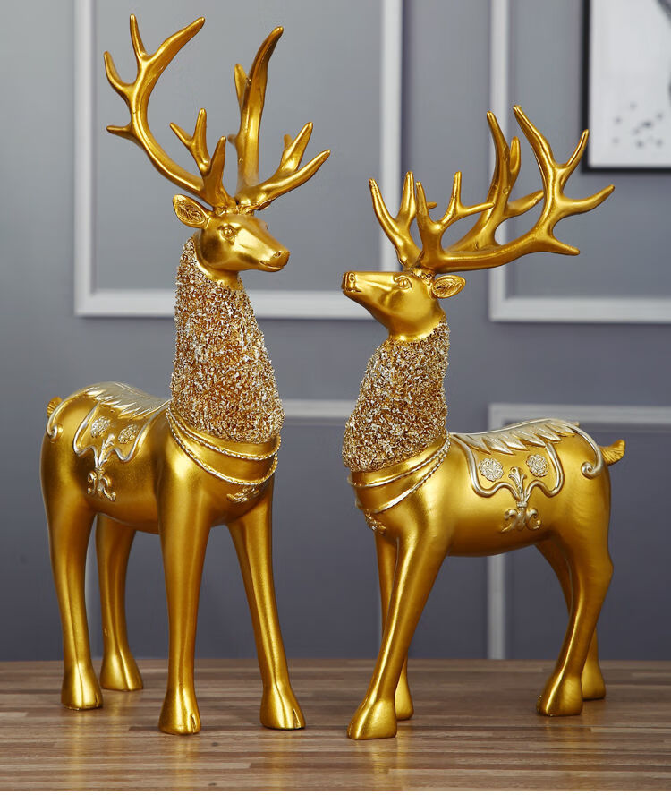 麋鹿客厅酒柜上的装饰品酒架摆件家居创意电视柜乔迁礼物玄关福鹿大号