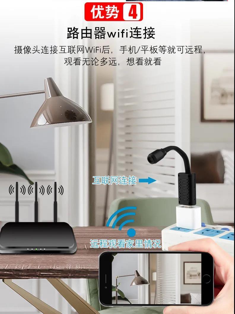 无线头监控器家用连手机远程高清探头便携式小摄像机usb小米色songx4k