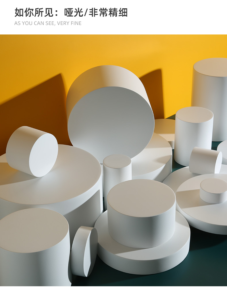 圆柱体摄影道具白色小圆形拍照几何体圆板背景摆件美食产品拍摄美妆