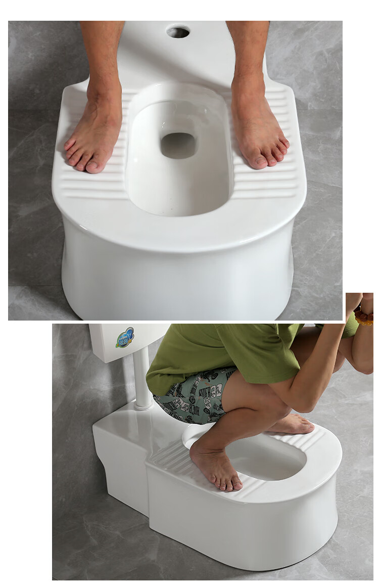 蹲便器盖板防臭蹲坐两用蹲便器马桶改蹲坑免挖坑蹲厕明装带盖板二合一