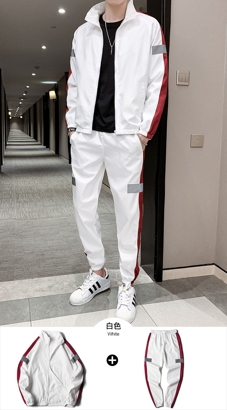 高品质运动套装男春秋季休闲装新款韩版潮流帅气搭配棒球领衣服三件