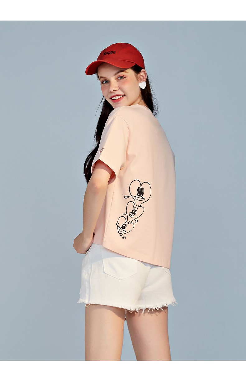 kappa卡帕玩家艺术家联名短袖2021新款女运动t恤休闲圆领印花半袖夏季
