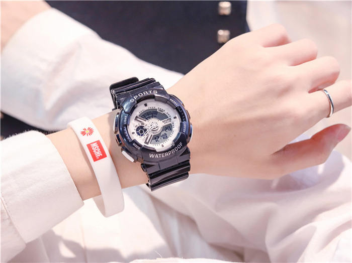 独角兽樱花粉手表女孩初高中学生运动ins风简约气质韩版防水天蓝粉表