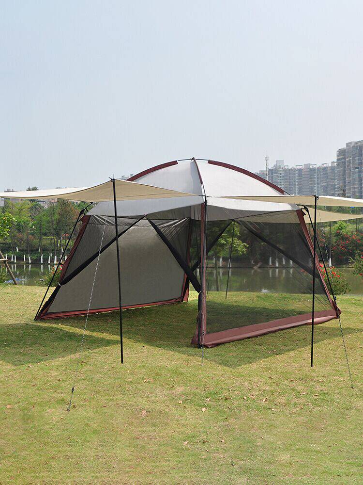 野餐帐篷防蚊 户外防晒防蚊纱网帐篷野餐沙滩多人遮阳棚庭院休闲露营