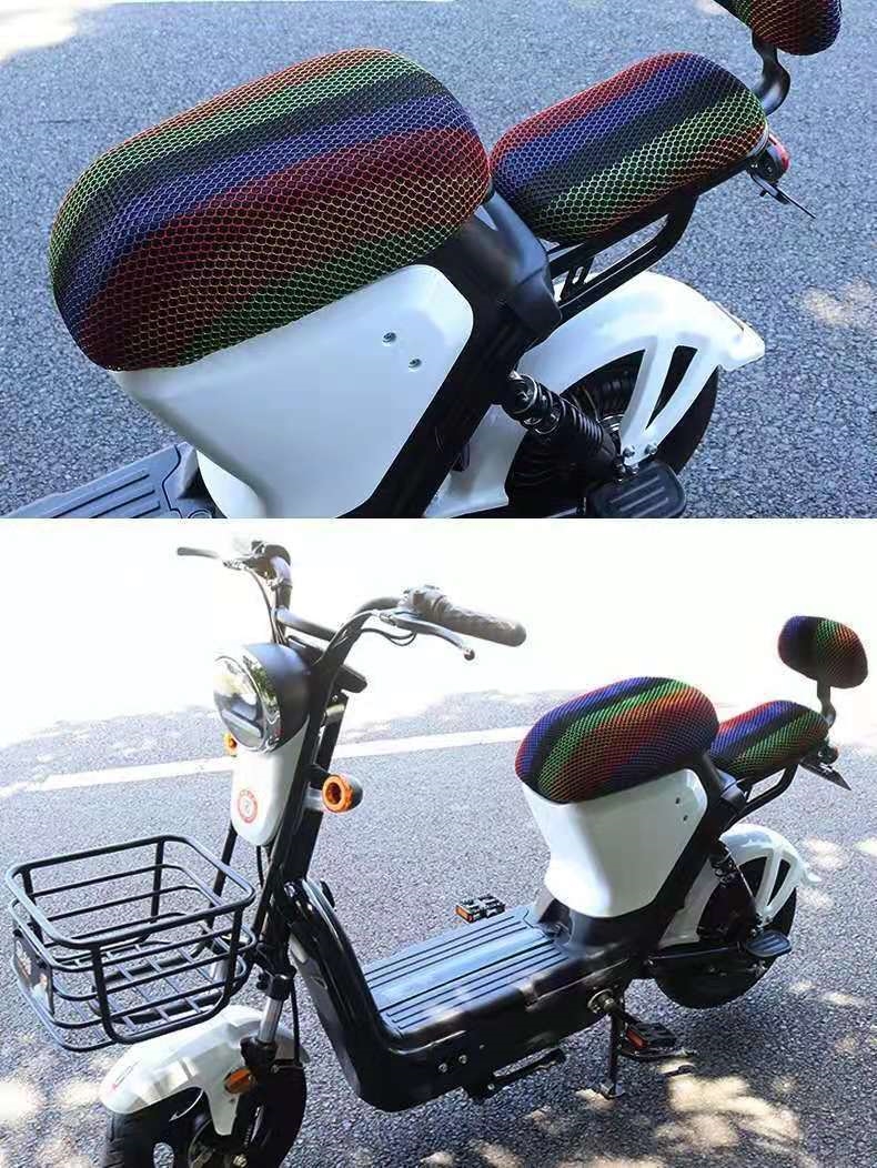 深远009电动车坐垫套007适用防晒隔热透气新国标电瓶车座垫四季亚光黑