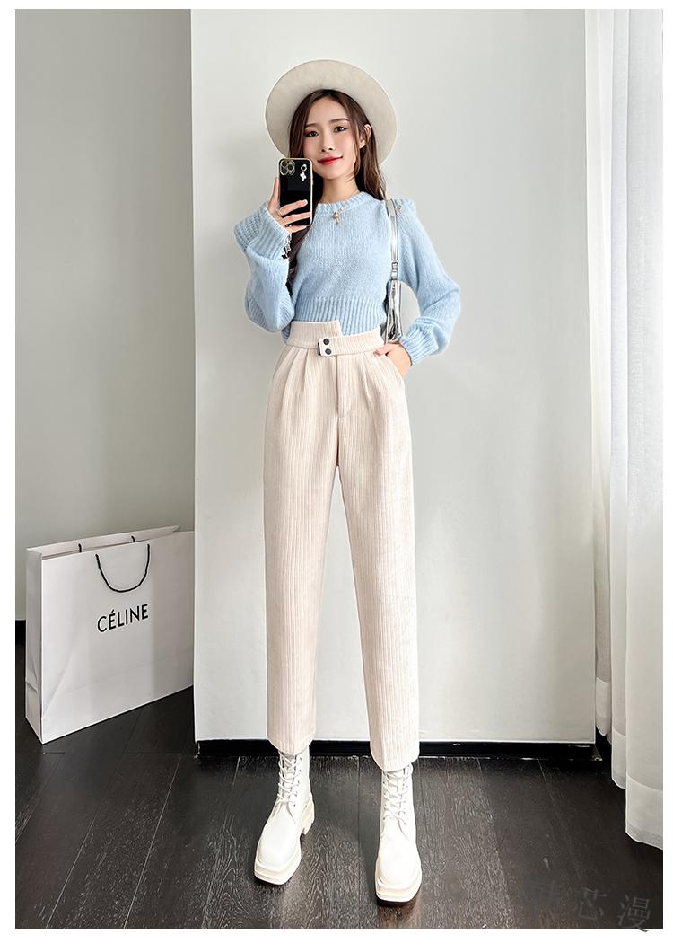 休闲裤宽松显瘦秋冬新款韩版外穿少女初中生冬季不规则哈伦裤黑色s