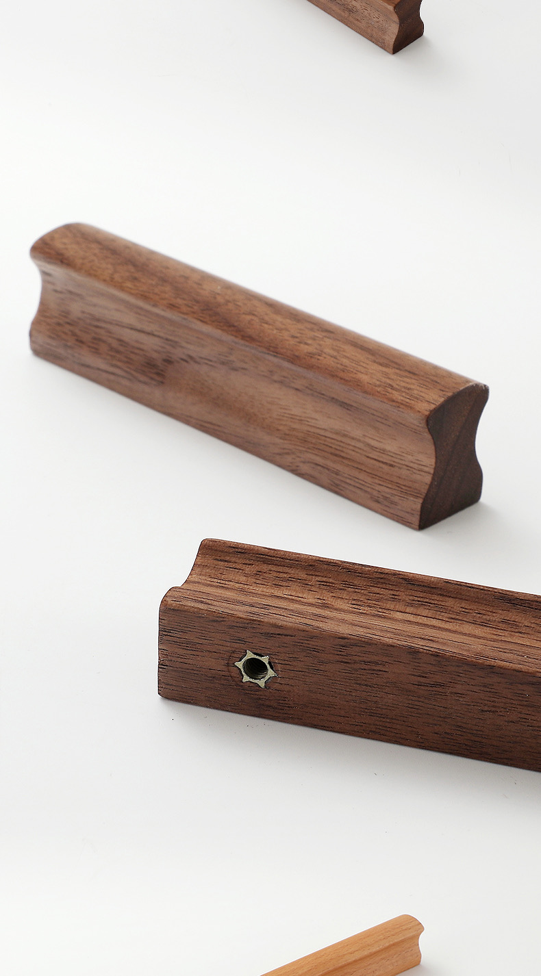 柜门实木拉手现代简约橱柜抽屉原木门把手北欧衣柜门木头木质拉手