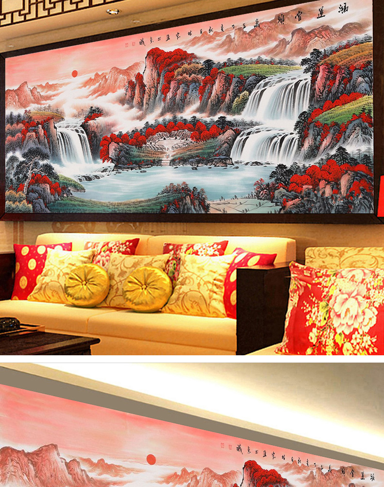 德曼柯5d钻石画2021满钻新款鸿运当头山水客厅点砖贴画水晶中国风十字