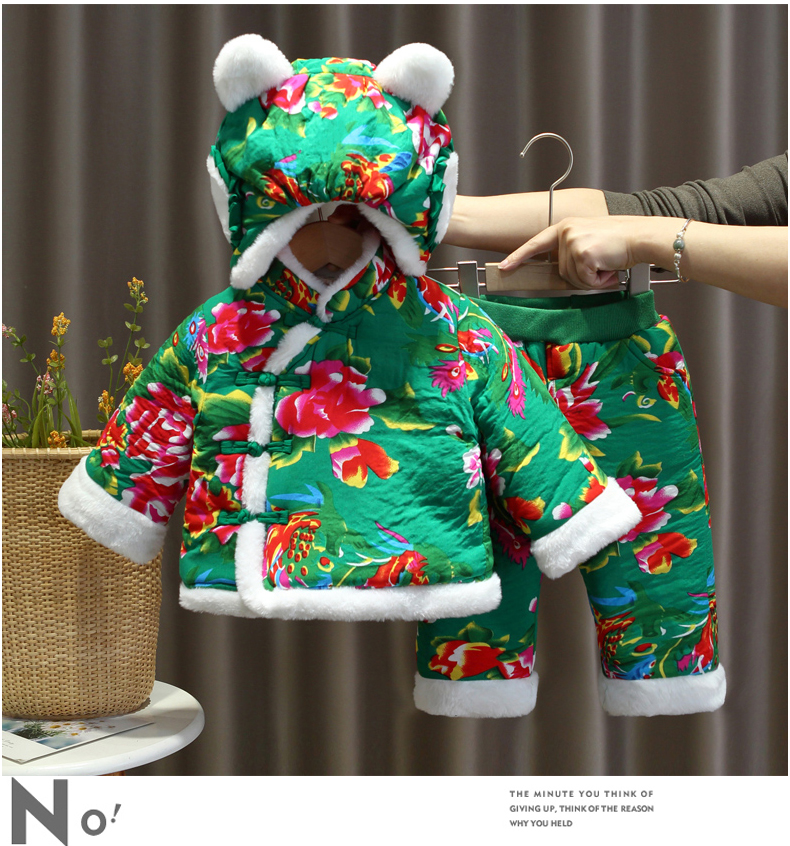 东北花棉袄儿童冬季大花布套装宝宝棉袄女童拜年衣服加厚小童过年新年