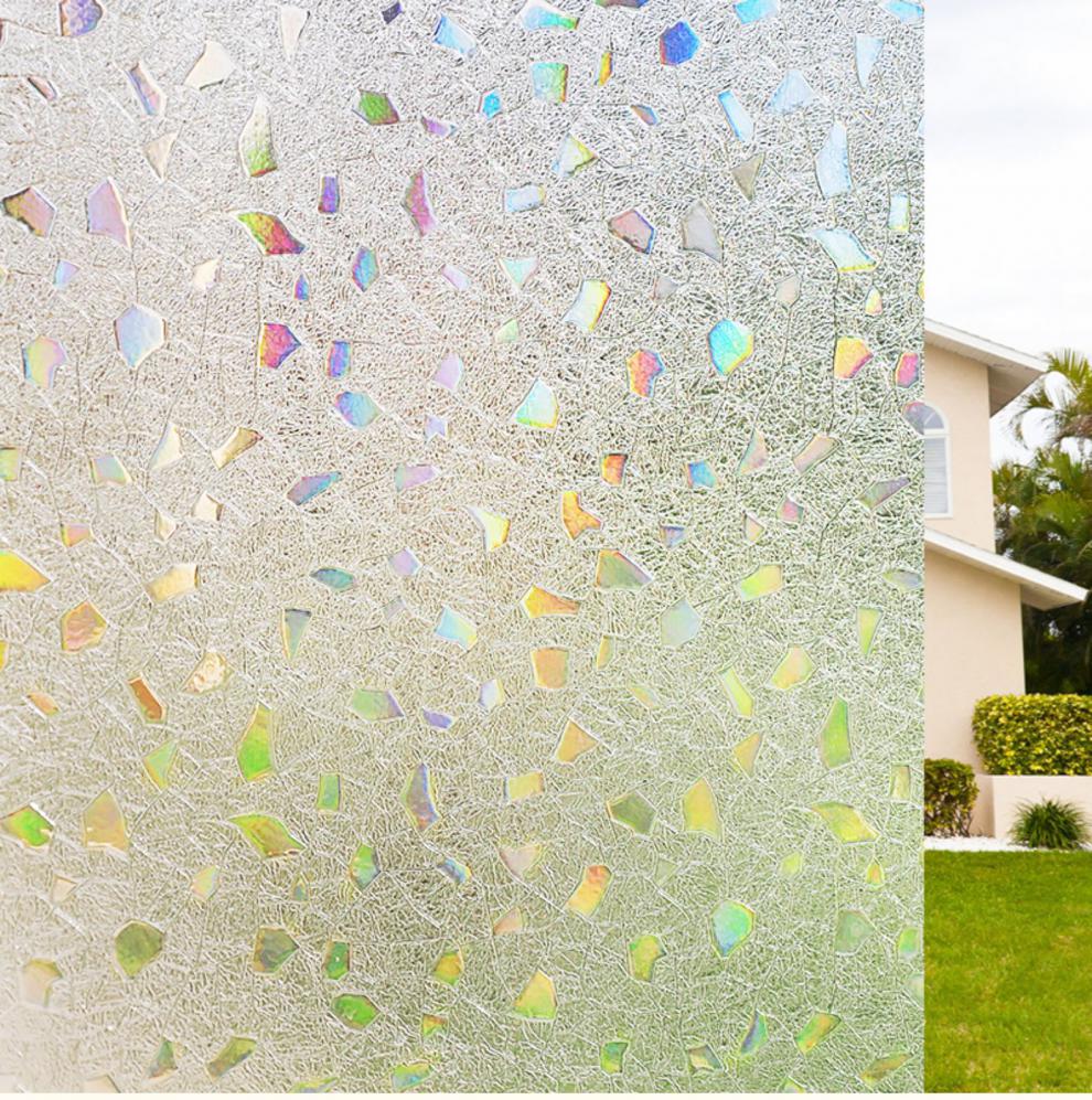 欧恩蒂3d炫彩七彩无胶静电透光半透明玻璃贴膜阳台窗户贴纸客厅移门