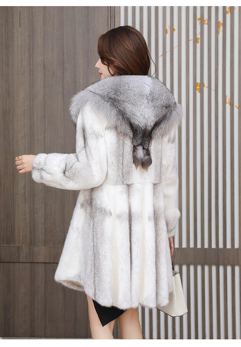 澳芒(aomang)高档轻奢十字貂皮大衣女水貂皮草中长款外套整貂大狐狸毛