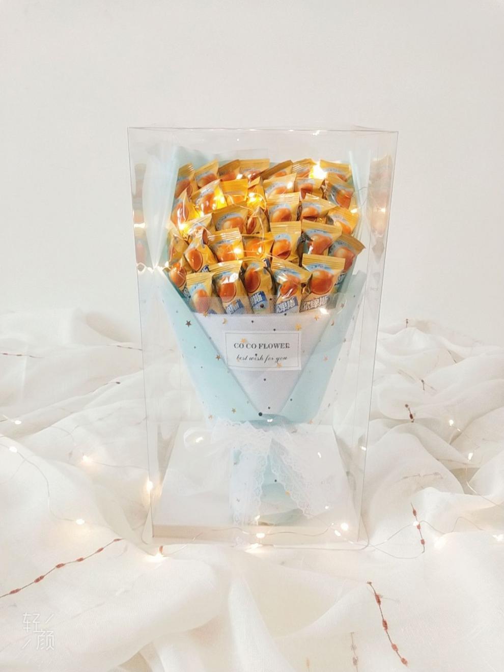 圣诞节糖果礼盒52支阿尔卑斯棒棒糖花束糖果透明礼盒装送男女朋友闺蜜