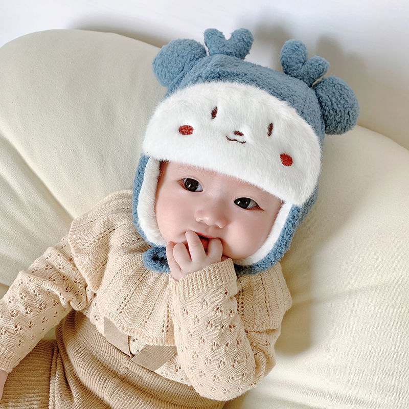 昏昏钟新品宝宝秋冬帽子宝宝帽子秋冬季保暖加厚女童可爱超萌男童毛绒