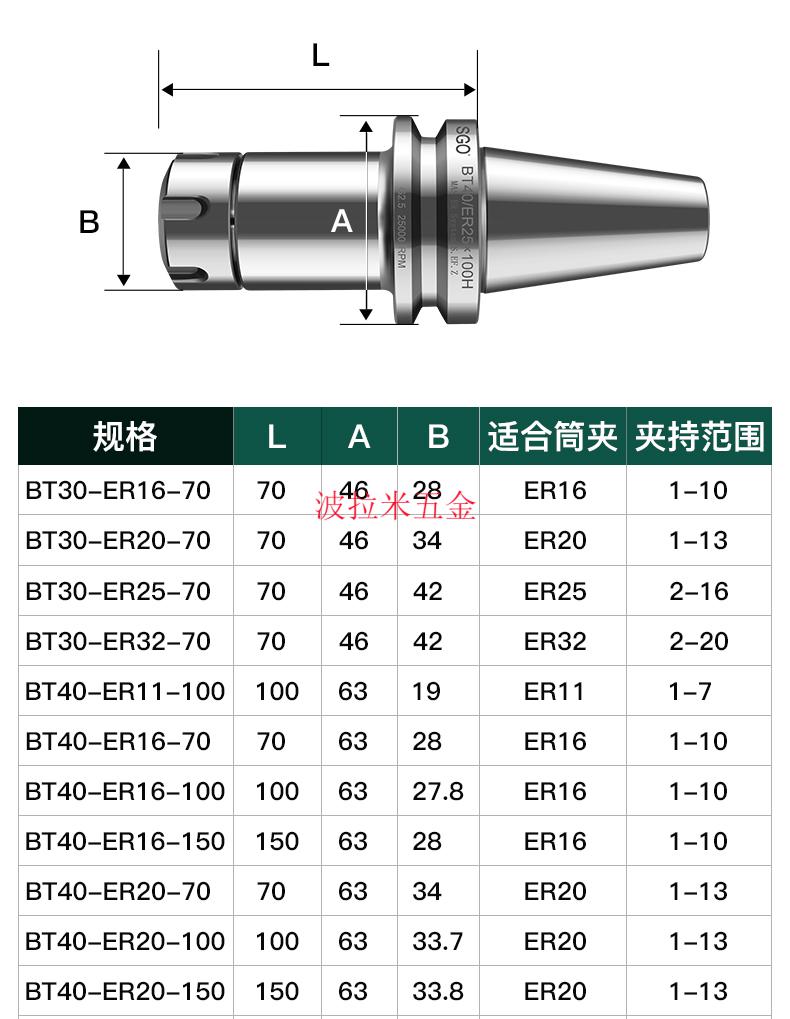 数控刀柄bt40bt30bt50高精度cnc数控刀杆加工中心铣刀柄动平衡bt30er