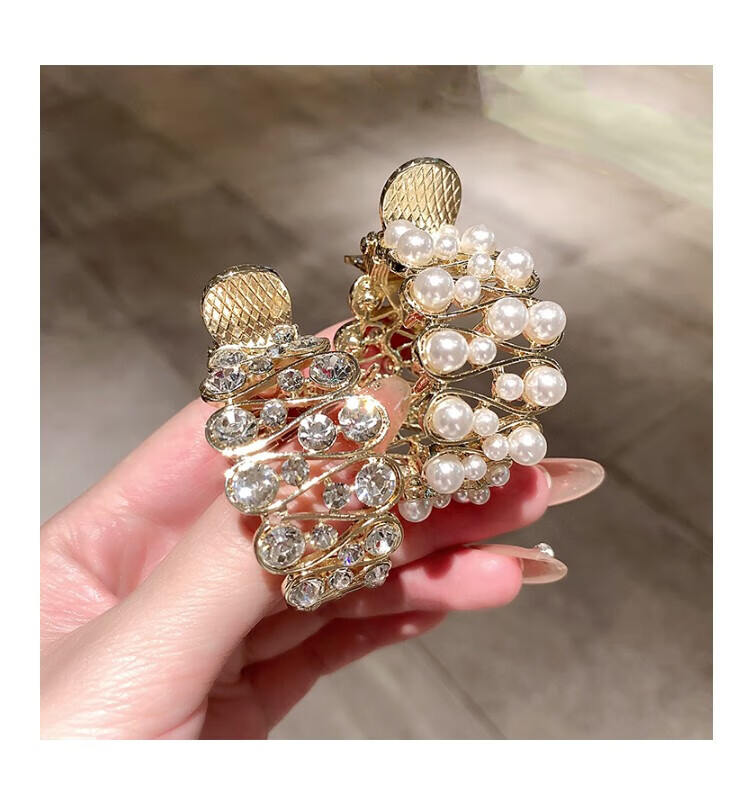 韩国hefan高端高马尾抓夹女固定神器珍珠水钻金属防下垂发夹感气质