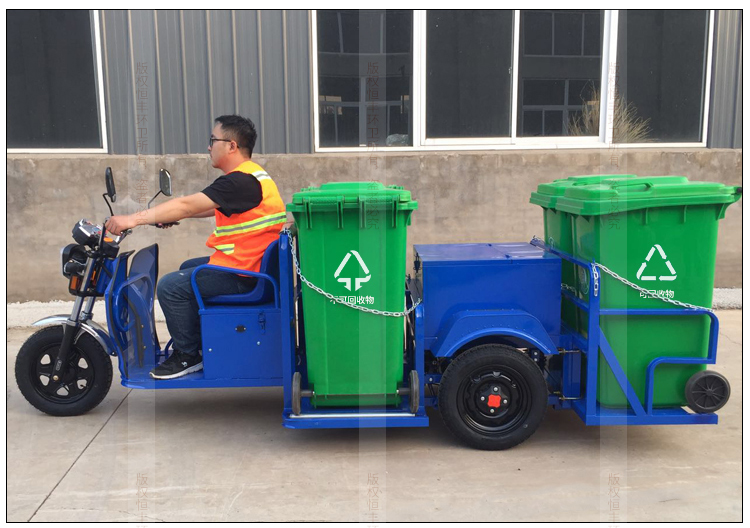 清洁车垃圾桶转运多功能三轮车 不锈钢4桶车 60v32a电池【图片 价格