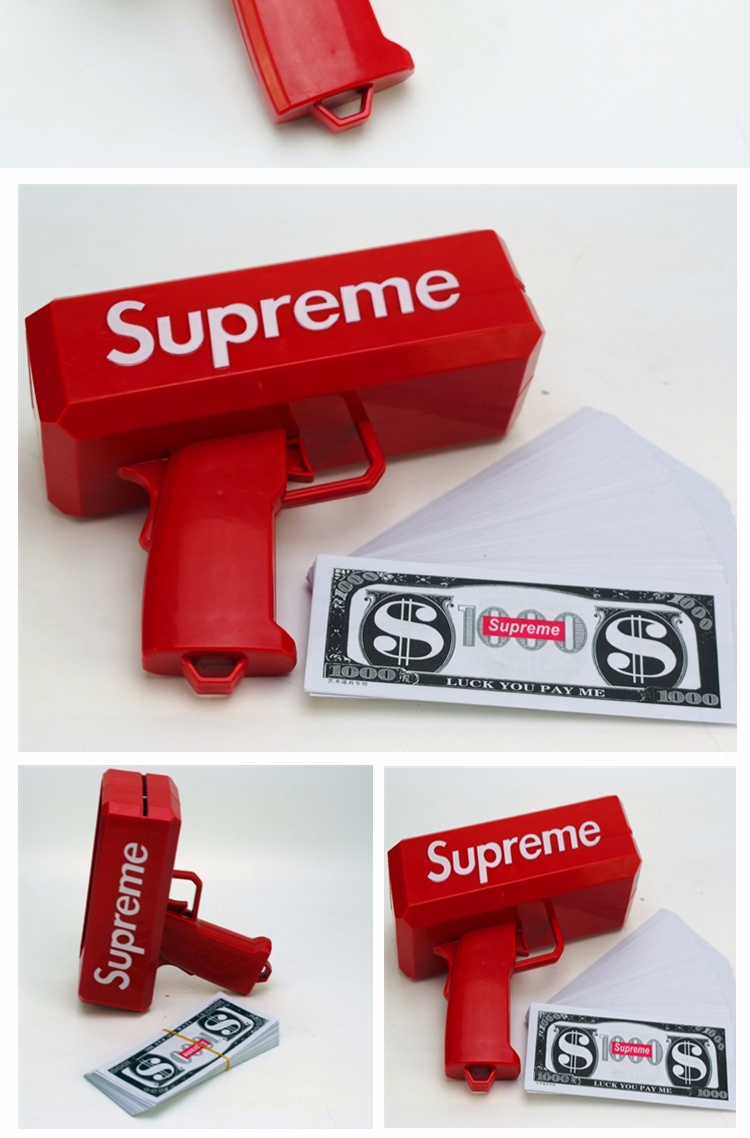 supreme枪喷钱手q枪钞票枪撒钱抖音网红同款喷钞机superme枪吐钱机