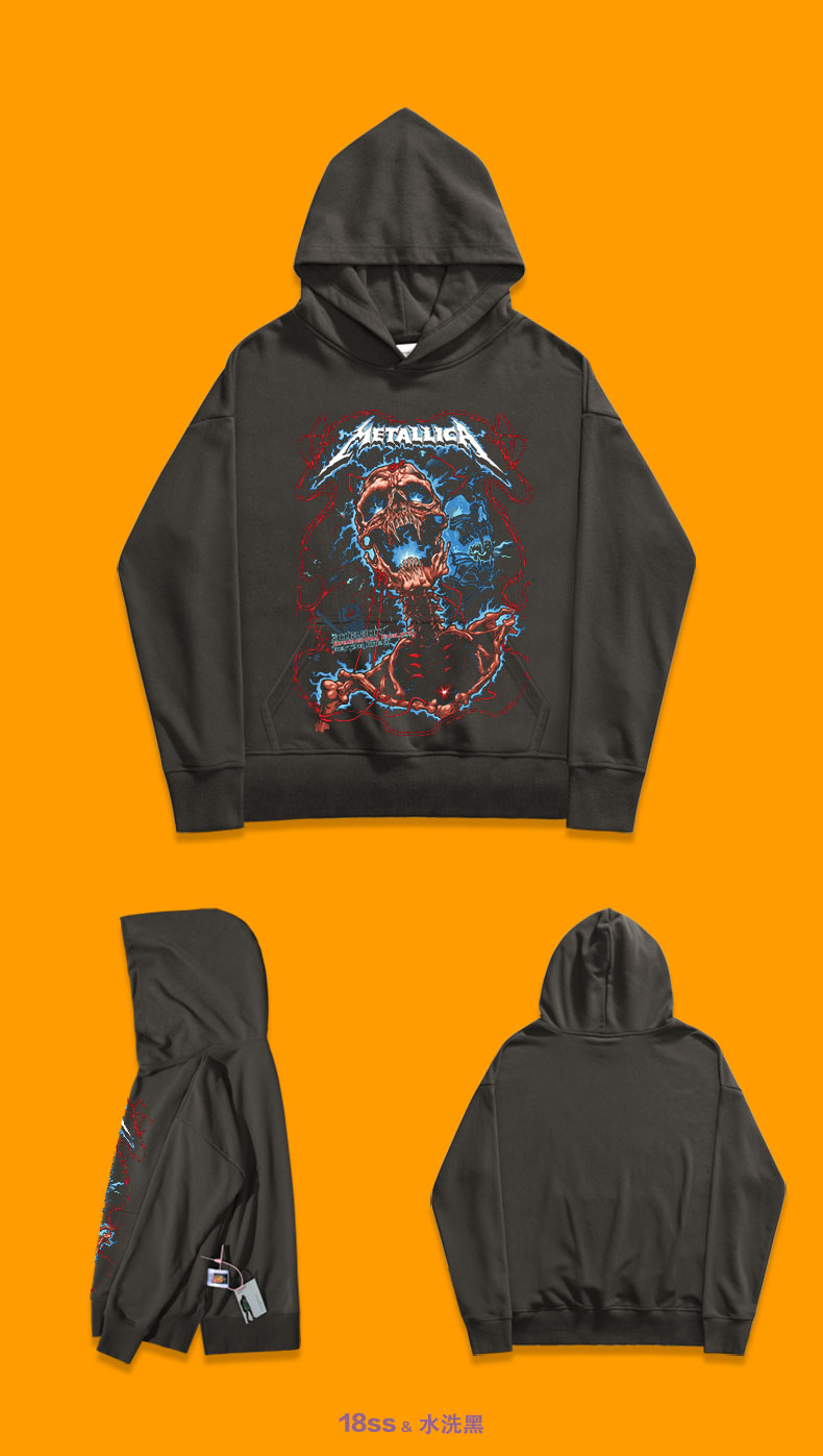 爵思朗重金属metallica乐队硬核朋克摇滚hiphop卫衣致敬 水洗黑 m