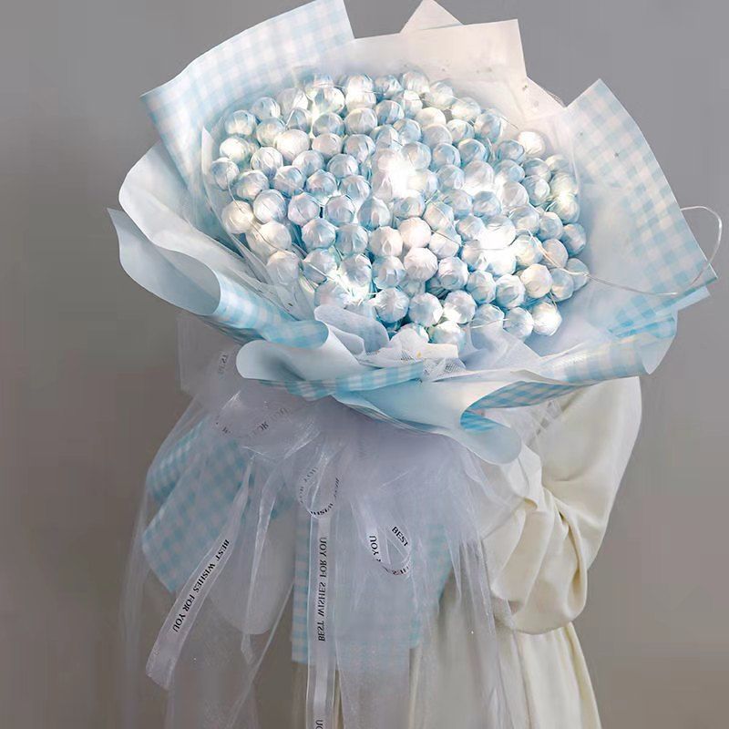 diy棒棒糖果花束材料包全套零食花束材料礼物花520七夕情人节 阳光橘*