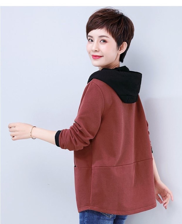 春秋季中年妇女卫衣带帽冒子薄款中老年女装帽衫连帽宽松2022新款大码