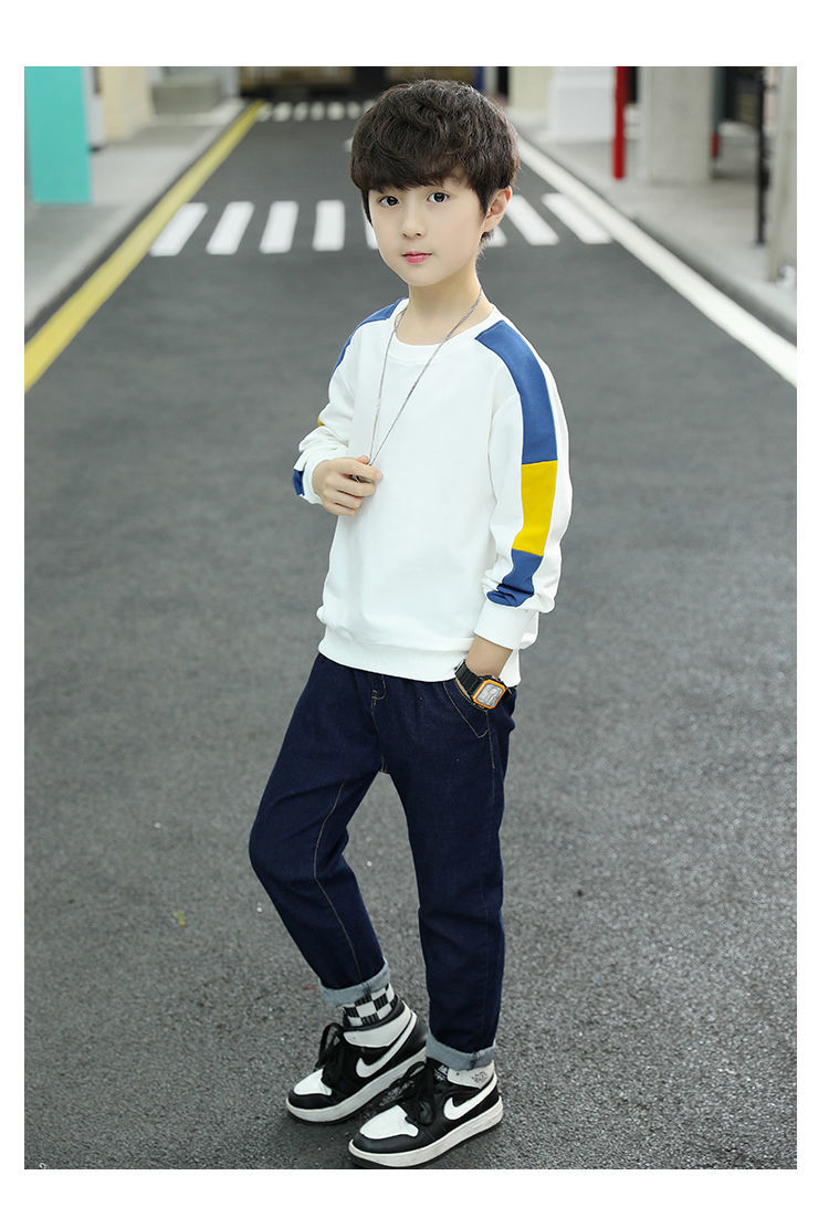 倾真男童衣服8岁12岁男童长袖t恤打底衫秋季新款5中大童8纯棉9套头10