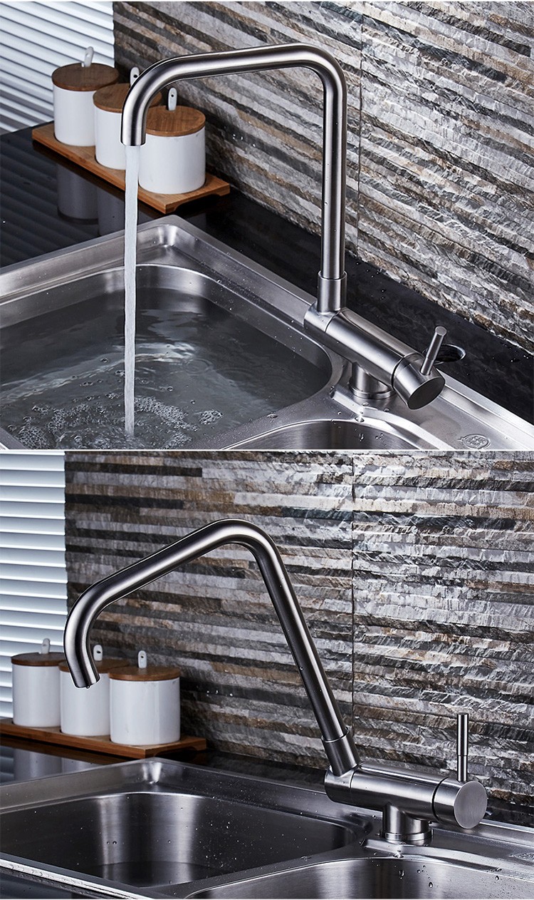 厨房水槽冷热水龙头304不锈钢内开窗折叠创意洗菜盆矮龙头可旋转送