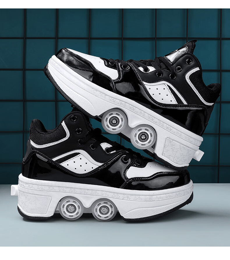 puente变形鞋3到6岁四个轮子的变形轮滑鞋能走能滑网红溜冰鞋女孩暴走