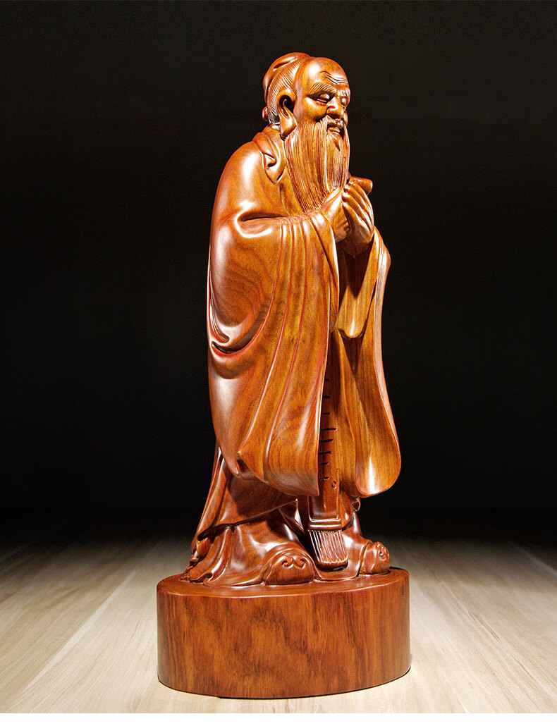 仙莱阁雕刻人物先师孔子雕像摆件孔夫子雕像家居装饰红木教师送礼精雕