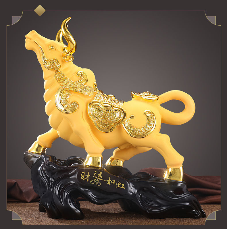 金牛摆件镇i宅客厅家居办公室桌面商务开业礼品新年吉祥物 【聚宝盆款