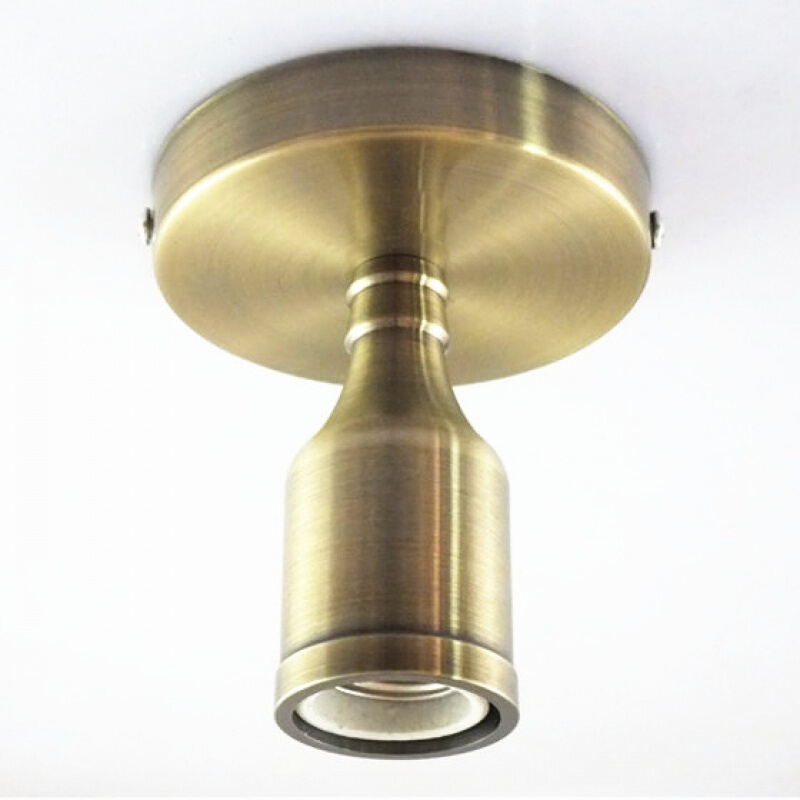 e27螺口灯口灯头复古铝壳灯座仿古吸顶灯头座明装led螺纹灯泡底座金古