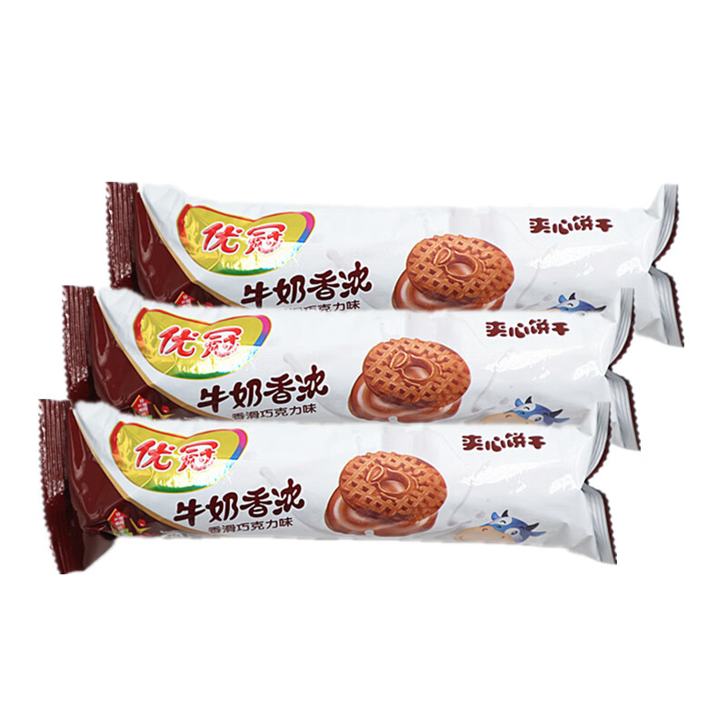 亿滋优冠香浓牛奶味饼干营养早餐办公儿童休闲零食100g单片牛奶味6袋