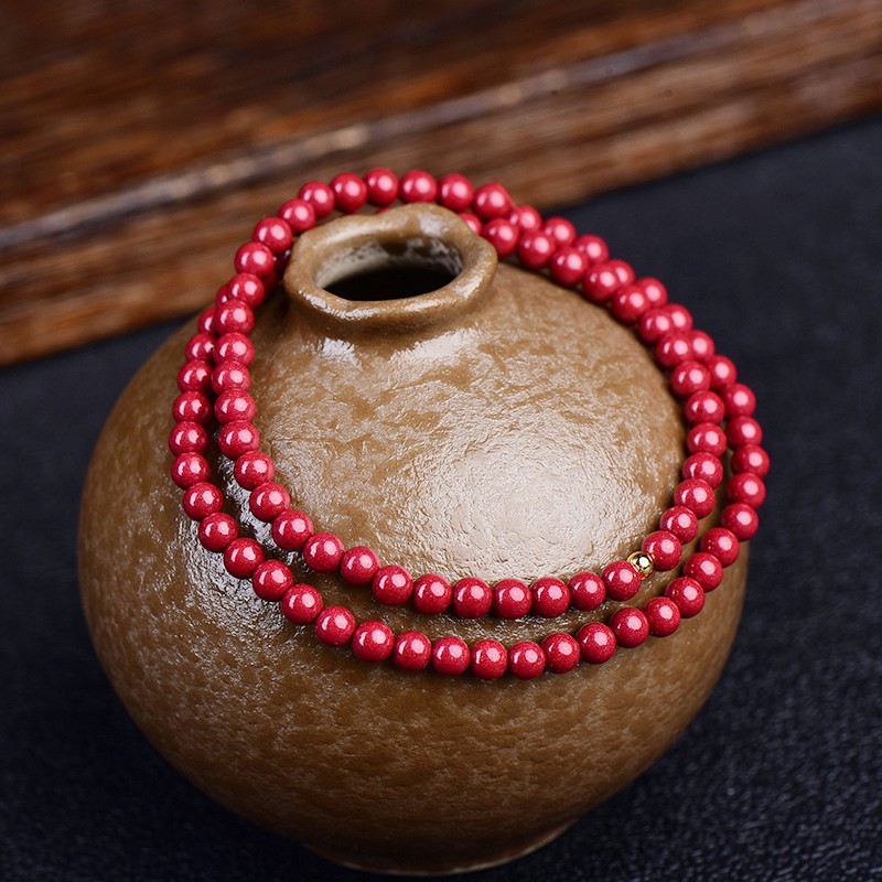 青鹊凰天然紫金朱砂手串转运简约单圈手链细佛珠多圈手珠女闺蜜礼物4