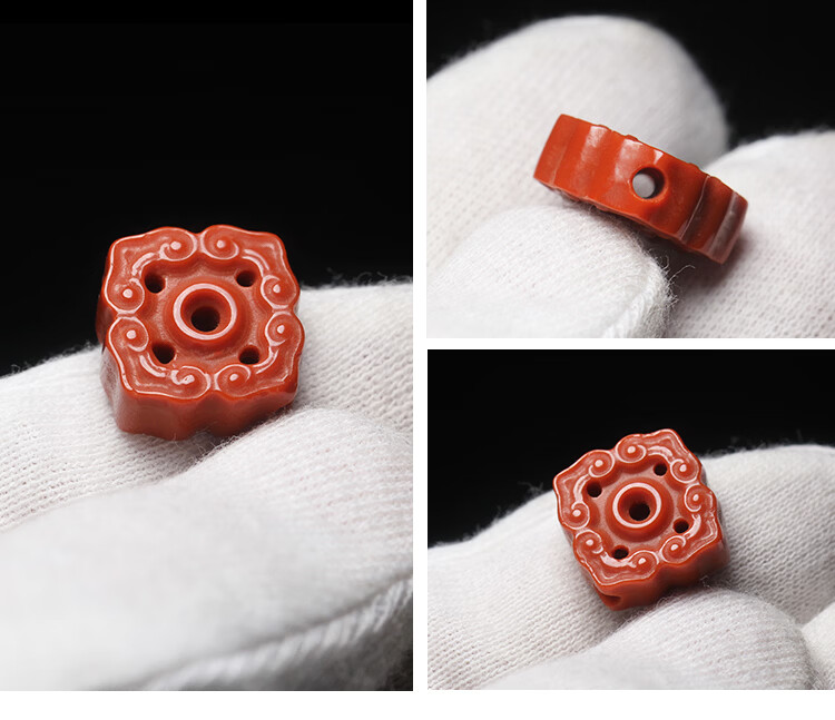 欧梵洛满肉南红雕刻祥云纹背云勒子金刚星月百香籽文玩佛珠手串diy