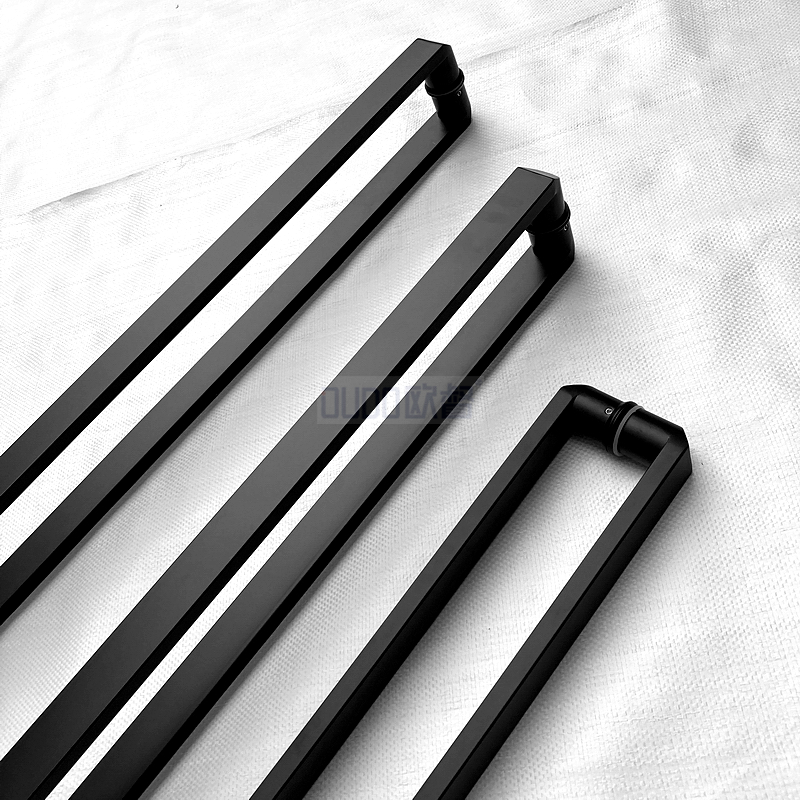 定制玻璃门拉手304不锈钢办公室商铺大拉手方管哑黑色金属门木门把手