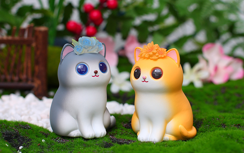卡通花灯猫咪摆件盲盒公仔带小夜灯创意礼品生日礼物 050-6花灯猫盲盒随机一个 树脂盲盒系列