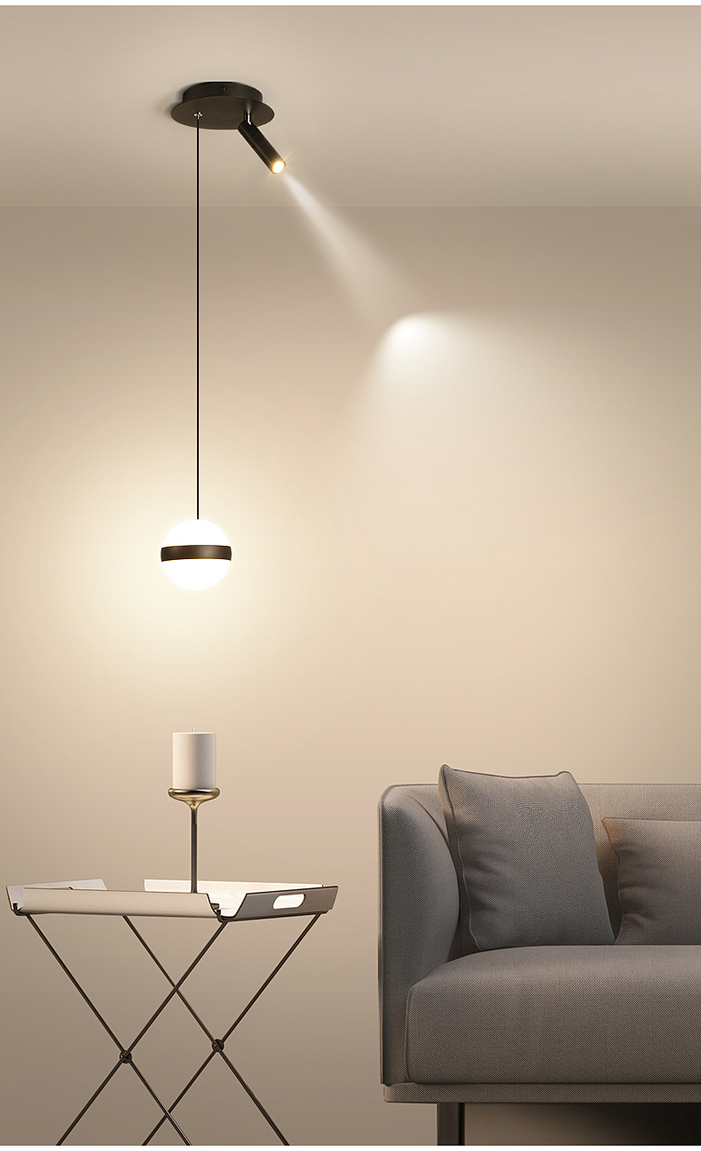 晗亮床头吊灯现代简约轻奢卧室吧台灯极简长线过道玄关单头小吊灯射灯