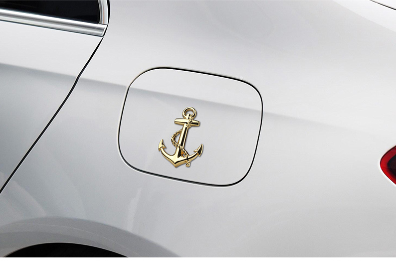 划痕贴车窗装饰贴叶子板侧标汽车改装个性创意贴后标志船锚银色贴标