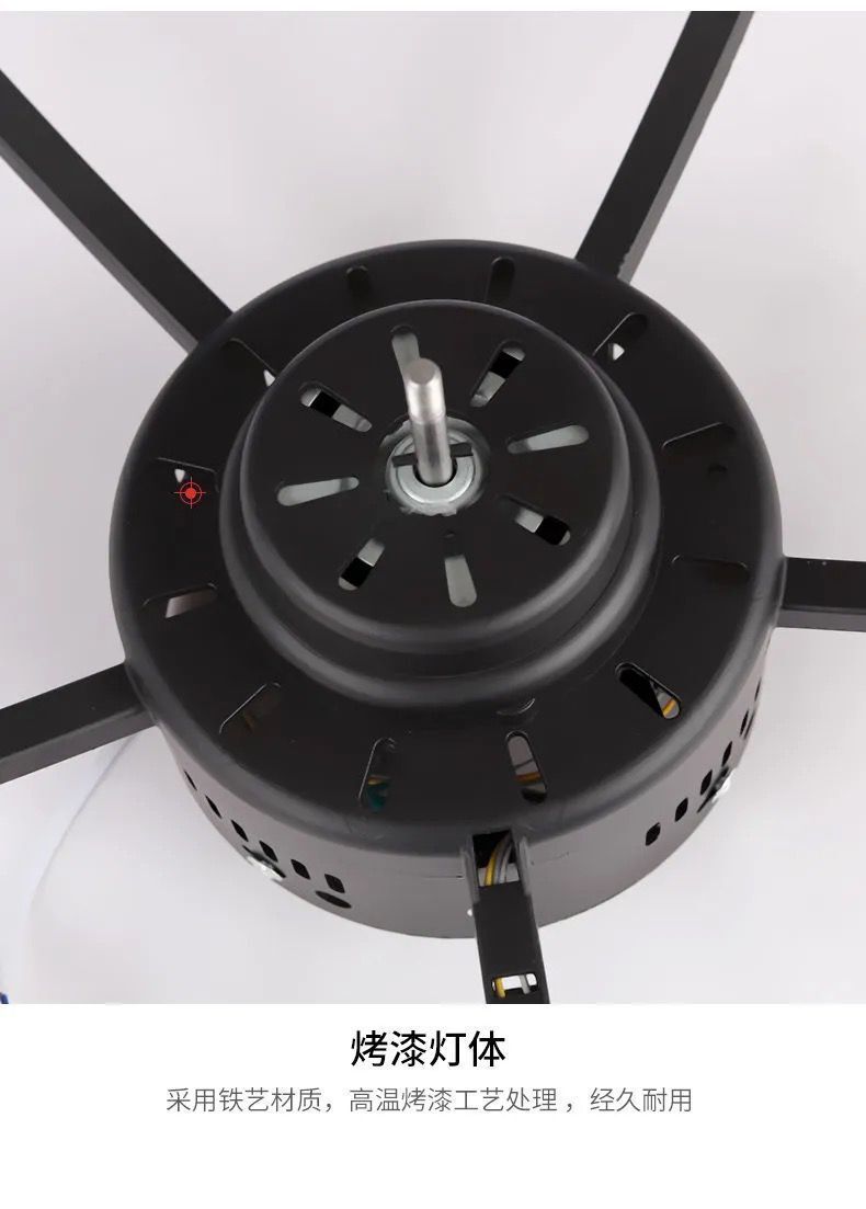 现代带风扇的吊扇灯简约智能卧室书房餐厅风扇灯皇冠黑色45cm变频遥控