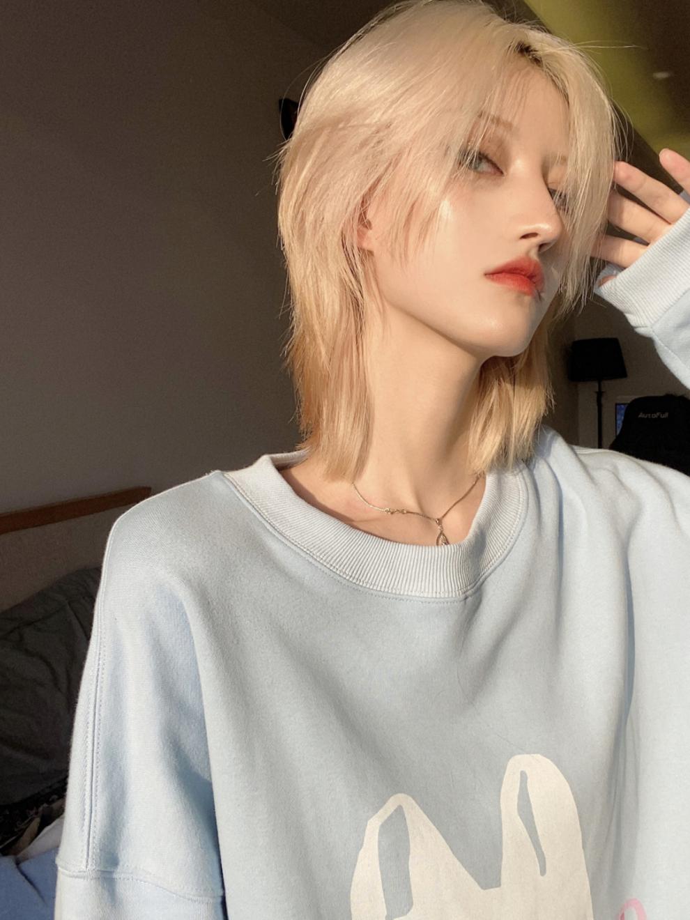 假发女狼尾短直发陆柯燃鲻鱼头日系男女通用中性自然时尚发套 自然黑