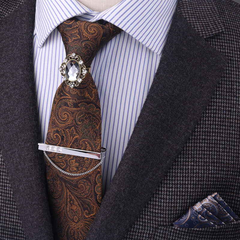 原创英皇爵迹水钻领环夹领带箍复古骑士领带箍男士商务衬衫领带扣