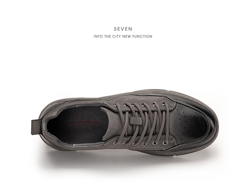 柒牌男士休闲鞋圆头低帮男鞋2022春夏季新品时尚工装风真皮潮鞋子黑色