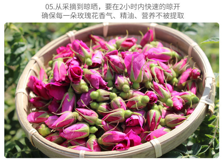 苦水玫瑰花茶甘肃兰州特产非天然无硫紫红小玫瑰散装泡水茶100g晾晒